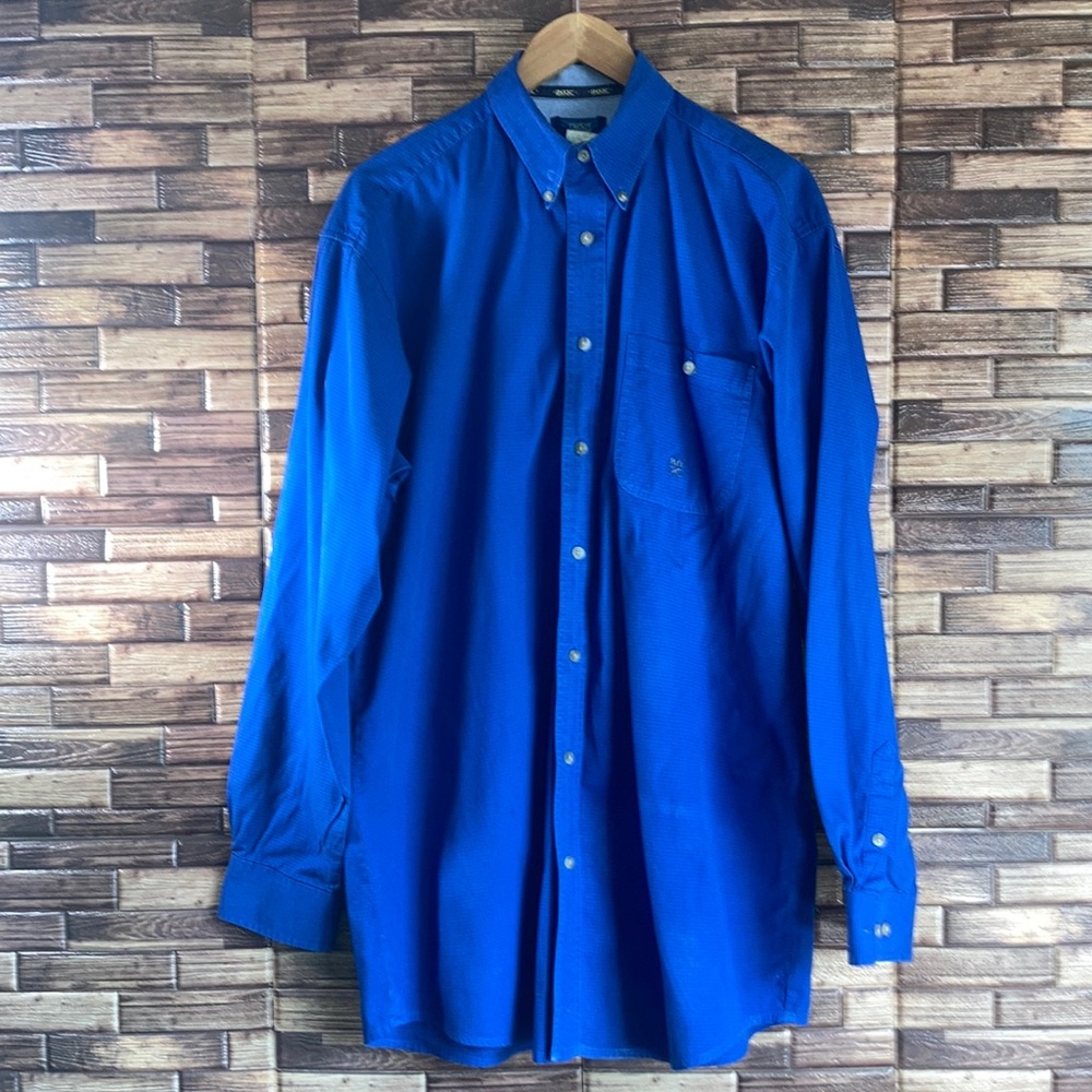 Mens 20X by Wrangler LT Electric Blue Western Button Down Shirt